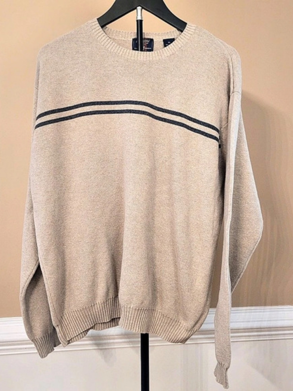Arrow Men's Striped Cotton Crewneck Sweater XL Preppy